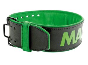 Пояс для важкої атлетики MadMax MFB-302 Quick Release Belt шкіряний Black/Green M