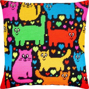 Набір для вишивання декоративної подушки Чарівниця Котяча мозаїка 4040 см V-202