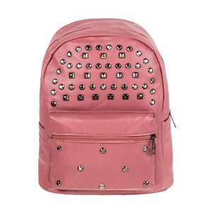 Рюкзак міський BackPack Заклепки Rivets Шкірзам 30х23х12 см Рожевий (22473)