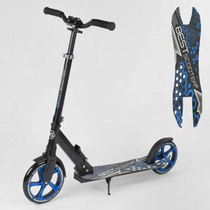 Самокат дитячий Best Scooter з PU колесами, затискачем керма та 1 амортизатором Black/Blue (88915)