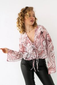 Шифонова блуза з базою DIE&MORE - Колір порошку, S (Є розміри)