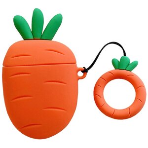 Силіконовий футляр Smile Fruits series для навушників AirPods + кільце (Carrot) 884184
