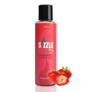 Зігрівальний масажний гель їстівний Sensuva — Sizzle Lips Strawberry полуниця 125 мл (SO3210)