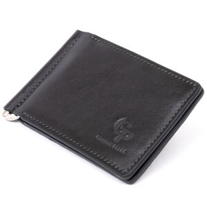Стильний гаманець з затискачем на гроші без застібки в гладкій шкірі GRANDE PELLE 11297