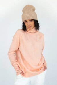 Теплий в'язаний светр з рукавом Ралана з палі -пряжі LYKOSS - Колір порошку, s (є розміри)