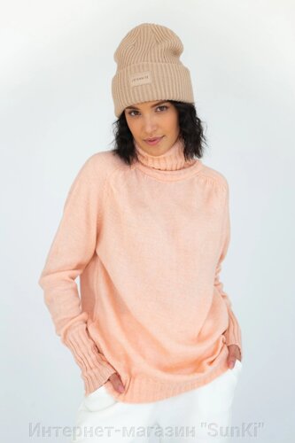 Теплий в'язаний светр з рукавом Ралана з палі -пряжі LYKOSS - Колір порошку, s (є розміри)