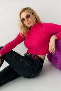 В'язаний гольф скороченого стилю з краватками LUREX - color fuchsia, l (є розміри)