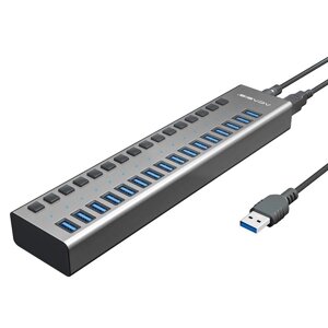 USB hub Acasis H716 із блоком живлення (Сріблястий)