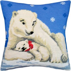 Набір для вишивання декоративної подушки Чарівниця Білі ведмеді 4040 см V-06