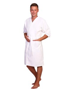 Вафельний халат Luxyart Кімоно, розмір чоловічий (58-60) XXL, 100% бавовна, білий, LS-042)