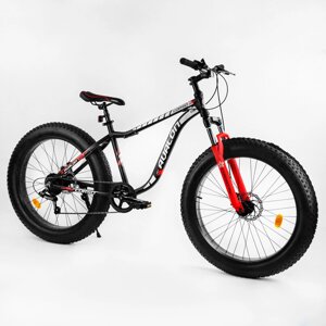 Велосипед спортивний фетбайк алюмінієва рама Corso Avalon 26" Black and coral (104728)