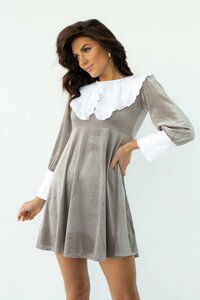 Велюрове плаття з оригінальним коміром та манжетами TOP20TY - кольоровим кольором, s (є розміри)