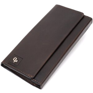 Вертикальний гаманець із відділенням для телефона з натуральної шкіри GRANDE PELLE 11645 Коричневий