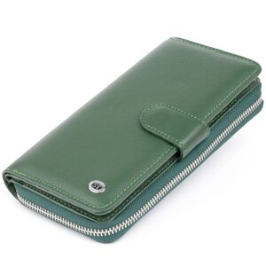 Вертикальний просторий гаманець із шкіряного унісексу ST Leather 19304 зелений