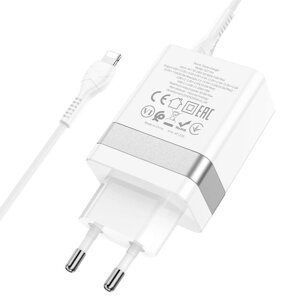 Зарядний пристрій Hoco N21 Pro PD30W QC3.0 20 W кабель Type C — Lightning Білий