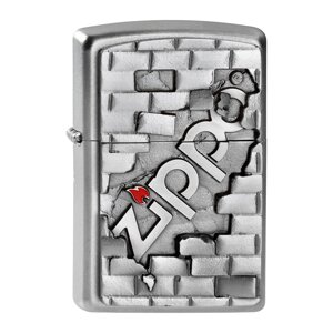 Запальничка бензинова Zippo The Wall Emblem Satin Chrome Сатин хром (2003963)