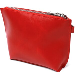 Жіноча глянсова косметична сумка, виготовлена з натуральної шкіри Shvigel 16410 червона
