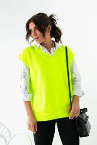 Жіночий трикотажний одяг із подовженою задньою QU STYLE - кольором лимона, L (є розміри)