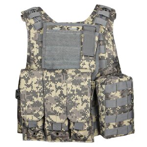 Жилет тактичний розвантажувальний військовий AOKALI Outdoor А56 One Size Camouflage ACU (5360-55755)