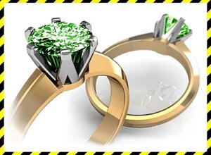 Золоте кільце -Infinity - з зеленим діамантом 0,51 карат.