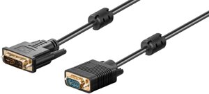 Кабель монітора-адаптер DVI-VGA HD15 M/M 10.0m Goobay (75.09.3259) 2xShielded D=7.0mm Ferrite Gold