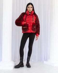 Стильна жіноча куртка "Зірка" червоний арлекін