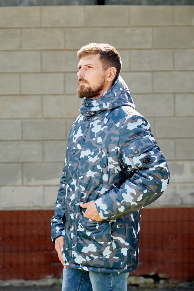 Стильна куртка чоловіча АН-27 синій камуфляж від компанії Інтернет-магазин "Annapolis" - фото 1