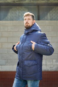 Стильная мужская куртка АН-27 супер батал синий