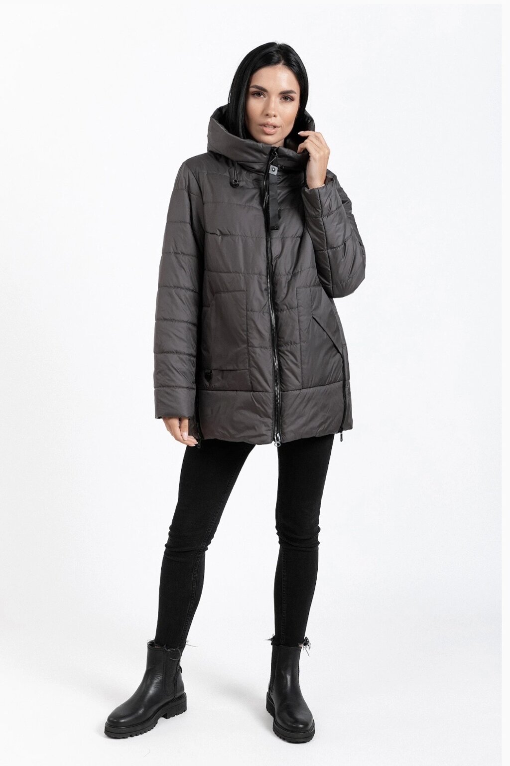 Жіноча демісезонна куртка В/23 колір темно-сірий від компанії Інтернет-магазин "Annapolis" - фото 1