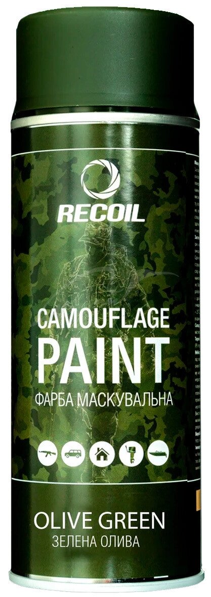 Фарба маскувальна Recoil Olive Green 400 мл (оливково-зелений, матовий, аерозоль) від компанії PnevmoShot - фото 1