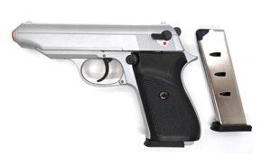 Стартовий пістолет SUR 2608 matte chrome з дод. магазином (Walther PP)