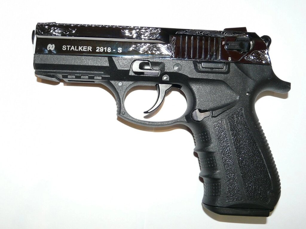 Пістолет стартовий Stalke (Zoraki) 2918 s shiny crome Engraved від компанії PnevmoShot - фото 1