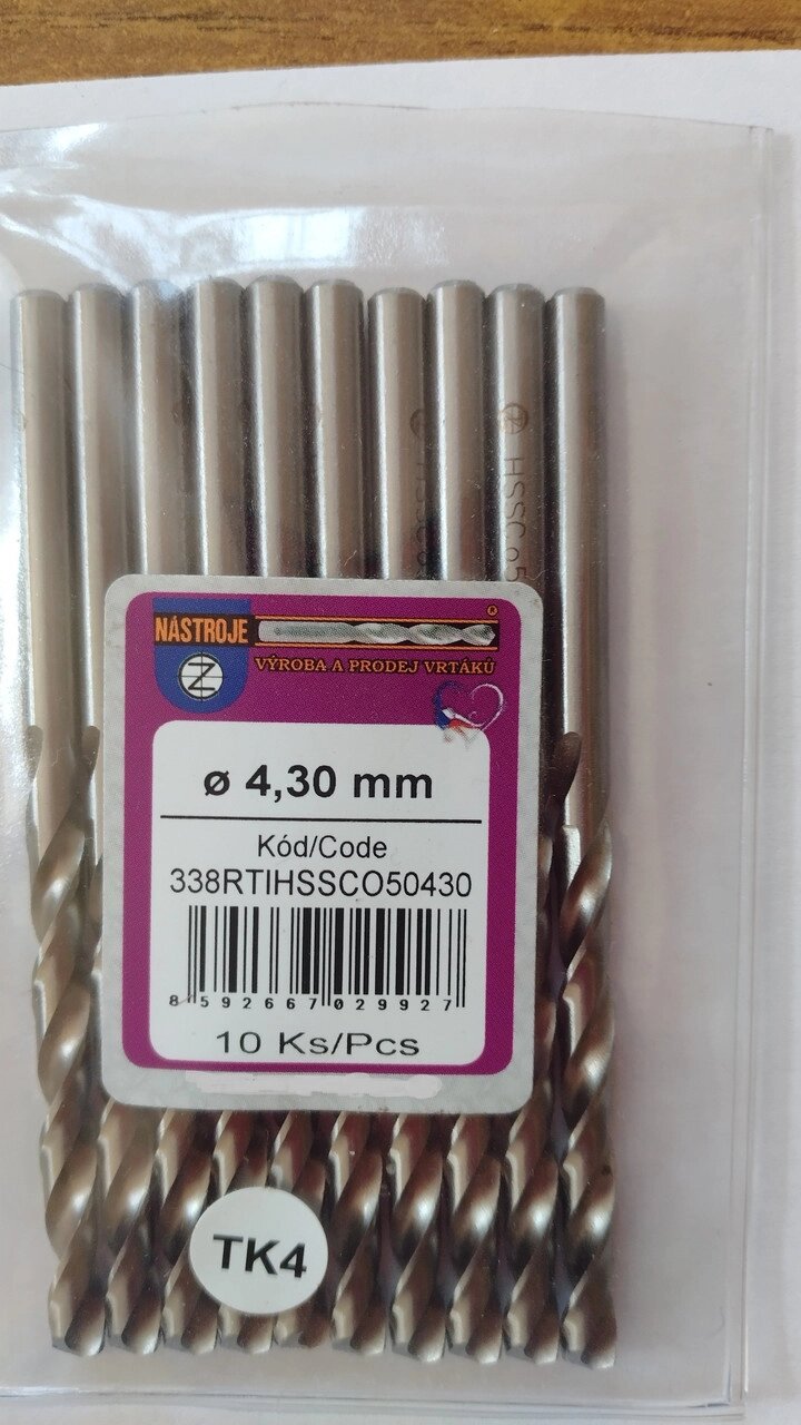 Свердло ц/хв 4,3 HSSCo5 виробництва Nastroje 338RTiHSSCo5 від компанії ТОВ "Прогреспостач" - фото 1