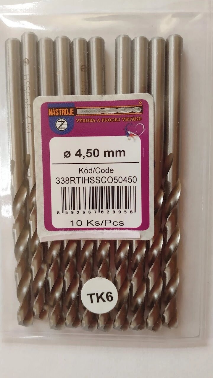 Свердло ц/хв 4,5 HSSCo5 виробництва Nastroje 338RTiHSSCo5 від компанії ТОВ "Прогреспостач" - фото 1
