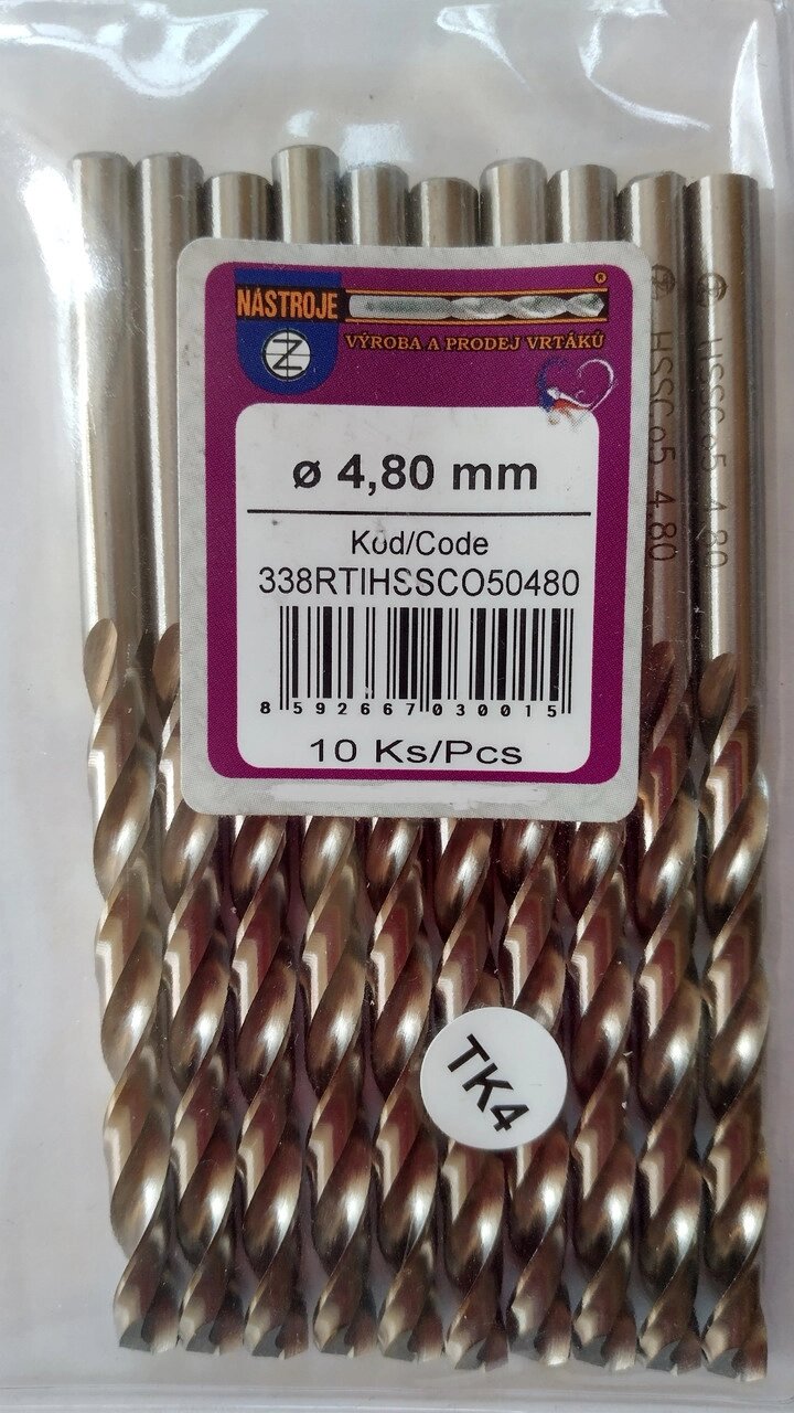 Свердло ц/хв 4,8 HSSCo5 виробництва Nastroje 338RTiHSSCo5 від компанії ТОВ "Прогреспостач" - фото 1