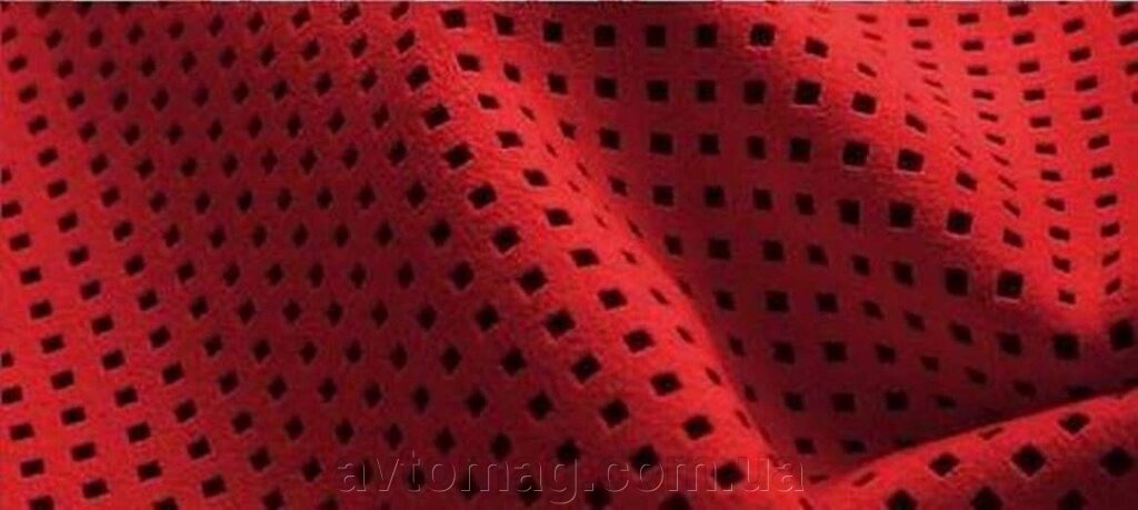 Алькантара перфорована для перетяжки салону авто червона від компанії Інтернет-магазин «Автомаг» - фото 1