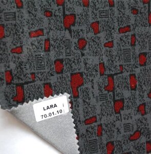 Велюрова оббивна тканина Лара 02-6679 червона на поролоні з підкладкою