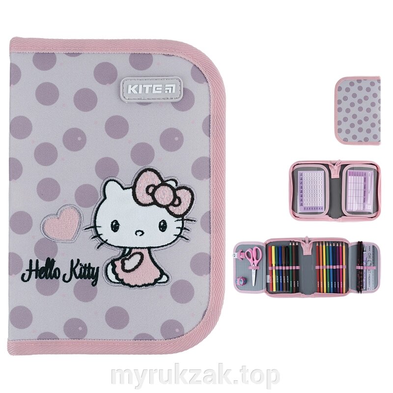 Пенал з наповненням Kite Hello Kitty HK24-622H, 1 відділення, 2 відвороти від компанії Мій рюкзак ТОП - фото 1