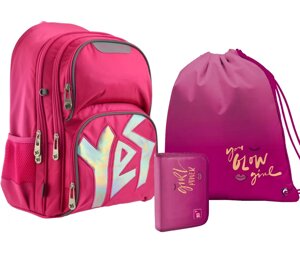 Рюкзак шкільний для дівчинки YES S-30 Juno YES silver + пенал + сумка