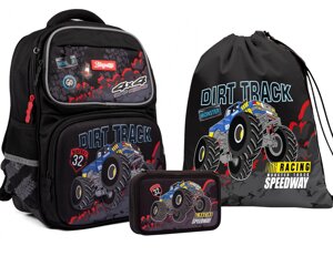 Рюкзак шкільний 1Вересня S-105 Monster Track, чорний + пенал + сумка