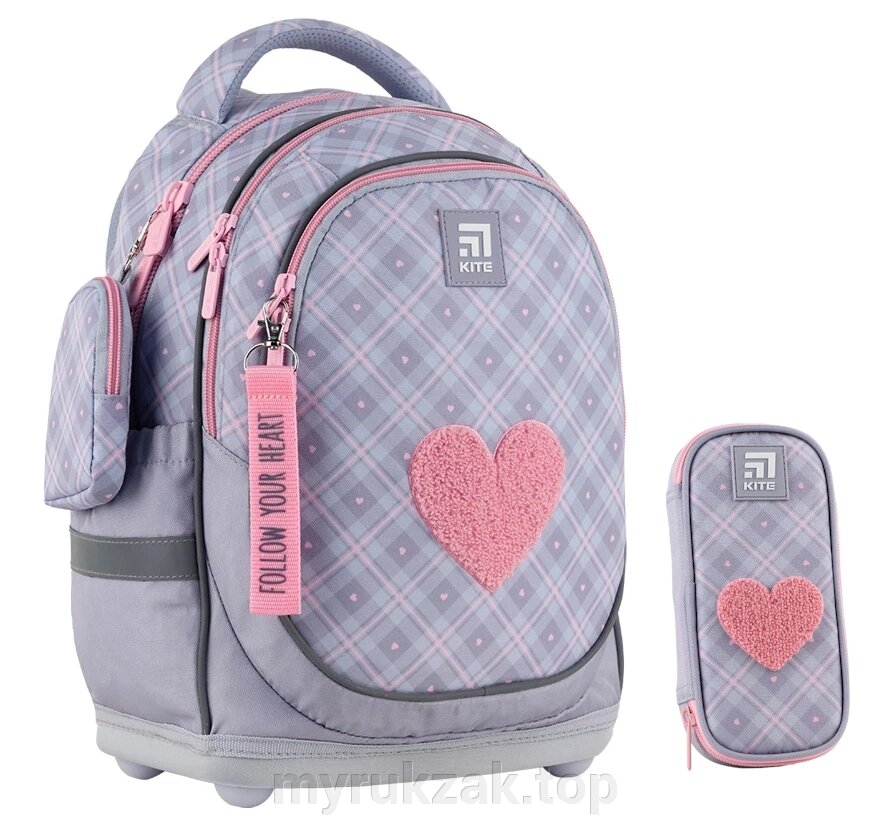 Рюкзак шкільний + пенал Kite Education Fluffy Heart K24-724S-1 від компанії Мій рюкзак ТОП - фото 1