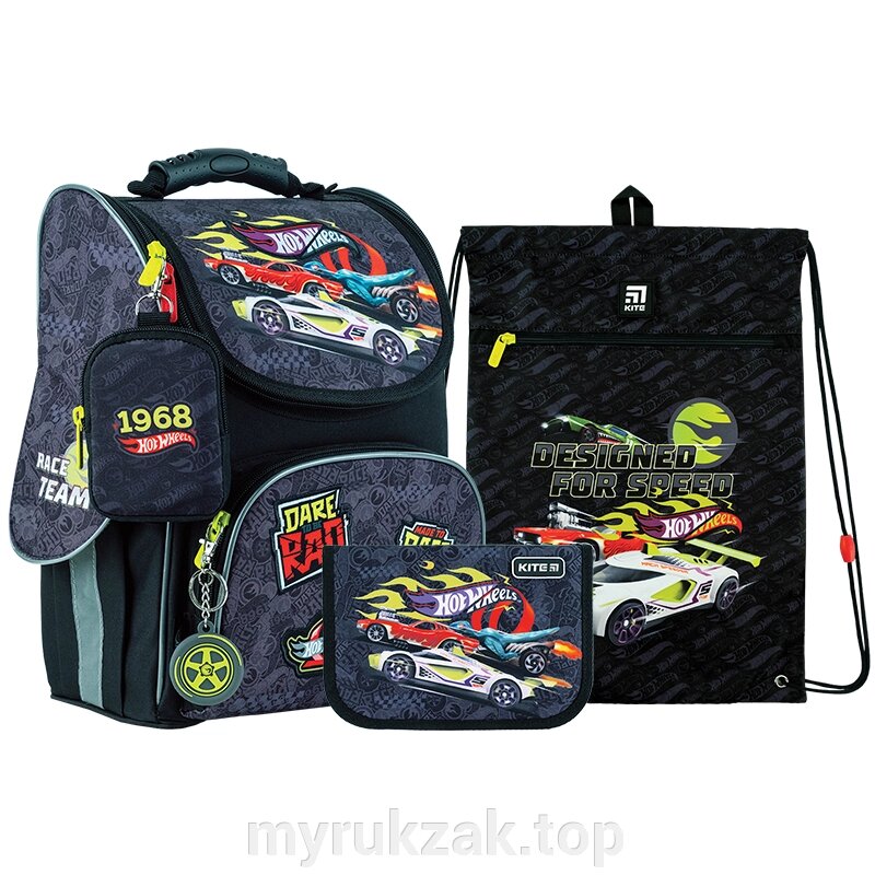 Шкільний набір Kite Hot Wheels SET_HW24-501S (рюкзак, пенал, сумка) від компанії Мій рюкзак ТОП - фото 1