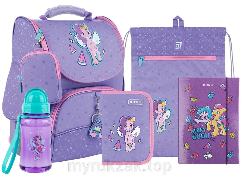 Шкільний набір Kite My Little Pony SET_LP24-501S (рюкзак, пенал, сумка, папка, пляшечка) від компанії Мій рюкзак ТОП - фото 1