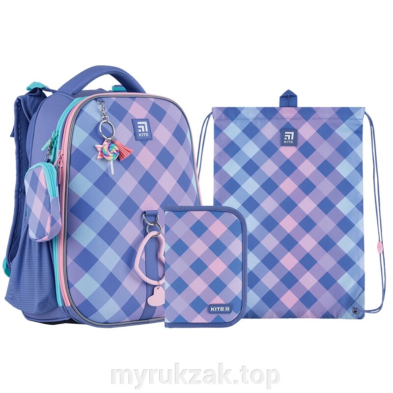 Шкільний набір Kite Purple Chequer SET_K24-531M-2 (рюкзак, пенал, сумка) від компанії Мій рюкзак ТОП - фото 1