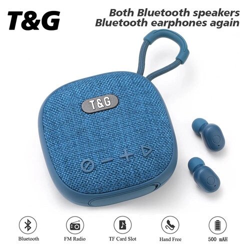 Bluetooth-колонка з навушниками TG813, з функцією speakerphone, радіо, blue від компанії Інтернет-магазин "Компот" - фото 1