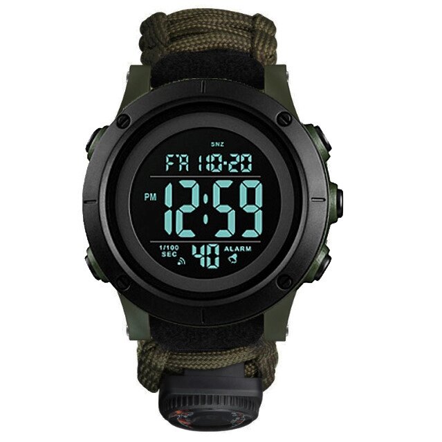 Годинники наручні 1426AGBK SKMEI PARACORD, ARMY GREEN-BLACK, ABS RING, Compass, термометр, свисток, кресало від компанії Інтернет-магазин "Компот" - фото 1