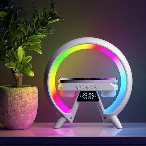 Light Sound Machine XM-X63, RGB нічник, годинник, бездротова зарядка, Bluetooth колонка від компанії Інтернет-магазин "Компот" - фото 1