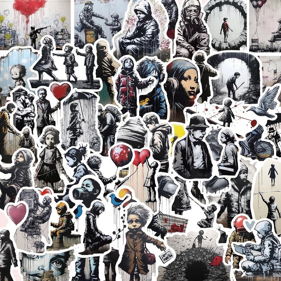 Набір наклейок Banksy 50 шт, стікери самоклеючі від компанії Інтернет-магазин "Компот" - фото 1