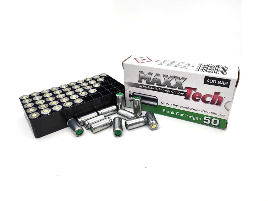 Патрон холостий MaxxTech 9мм пістолетний Zinc Plated (50 шт) від компанії Інтернет-магазин "Компот" - фото 1