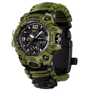 Годинники наручні 1155BAG SKMEI PARACORD, ARMY GREEN, Compass, термометр, свисток, кресало